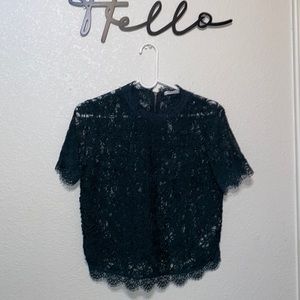 Zara forest green lace top